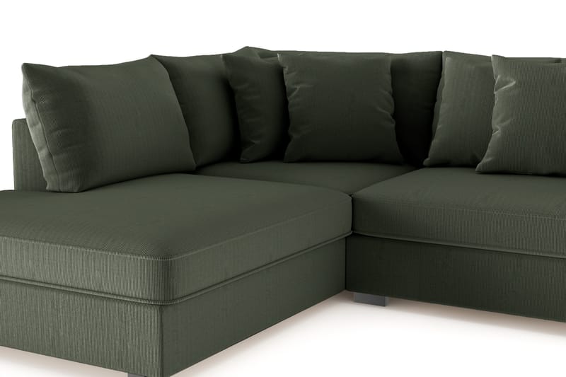 Rossita 4-seters Venstrevendt L-formet Dyp Sjeselongsofa i Kordfløyel - Mørkegrønn - Møbler - Sofaer - Sofaer med sjeselong - 4 seters sofa med divan