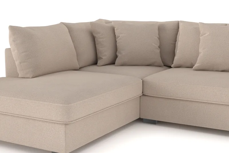 Rossita 4-seters Venstrevendt L-formet Dyp Sjeselongsofa i Stoff - Beige - Møbler - Sofaer - Sofaer med sjeselong - 4 seters sofa med divan