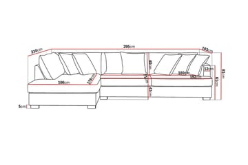 Rossita 4-seters Venstrevendt L-formet Dyp Sjeselongsofa i Stoff - Beige - Møbler - Sofaer - Sofaer med sjeselong - 4 seters sofa med divan
