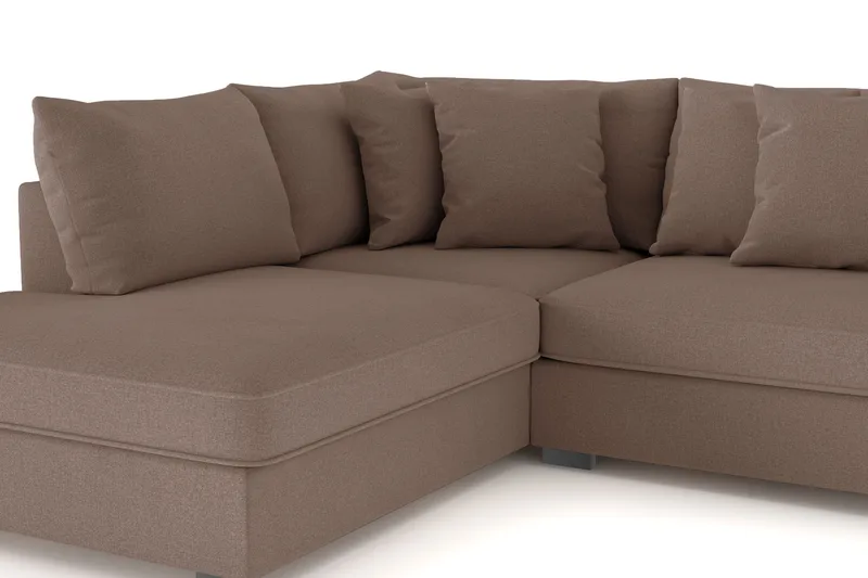 Rossita 4-seters Venstrevendt L-formet Dyp Sjeselongsofa i Stoff - Brun - Møbler - Sofaer - Sofaer med sjeselong - 4 seters sofa med divan