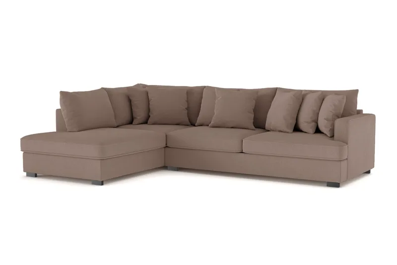Rossita 4-seters Venstrevendt L-formet Dyp Sjeselongsofa i Stoff - Brun - Møbler - Sofaer - Sofaer med sjeselong - 4 seters sofa med divan