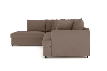 Rossita 4-seters Venstrevendt L-formet Dyp Sjeselongsofa i Stoff - Brun - Møbler - Sofaer - Sofaer med sjeselong - 4 seters sofa med divan