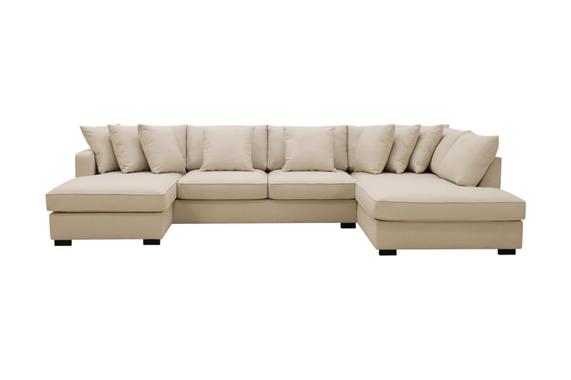 Rossita 5-seters Høyrevendt U-formet Dyp Sofa med Divan og Sjeselong i Bouclé, Beige