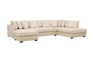 Rossita 5-seters Høyrevendt U-formet Dyp Sofa med Divan og Sjeselong i Chenille - Beige - Møbler - Sofaer - U-sofa