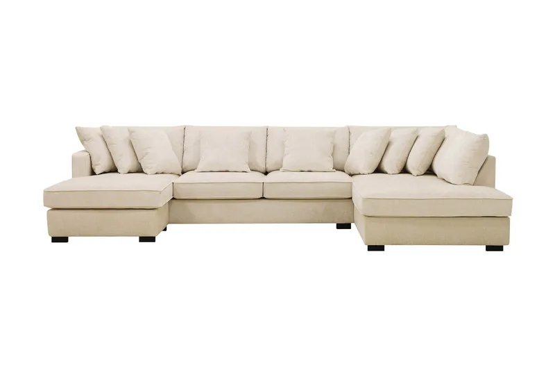 Rossita 5-seters Høyrevendt U-formet Dyp Sofa med Divan og Sjeselong i Chenille, Beige