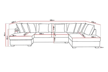 Rossita 5-seters Høyrevendt U-formet Dyp Sofa med Divan og Sjeselong i Chenille - Grå / Brun - Møbler - Sofaer - U-sofa