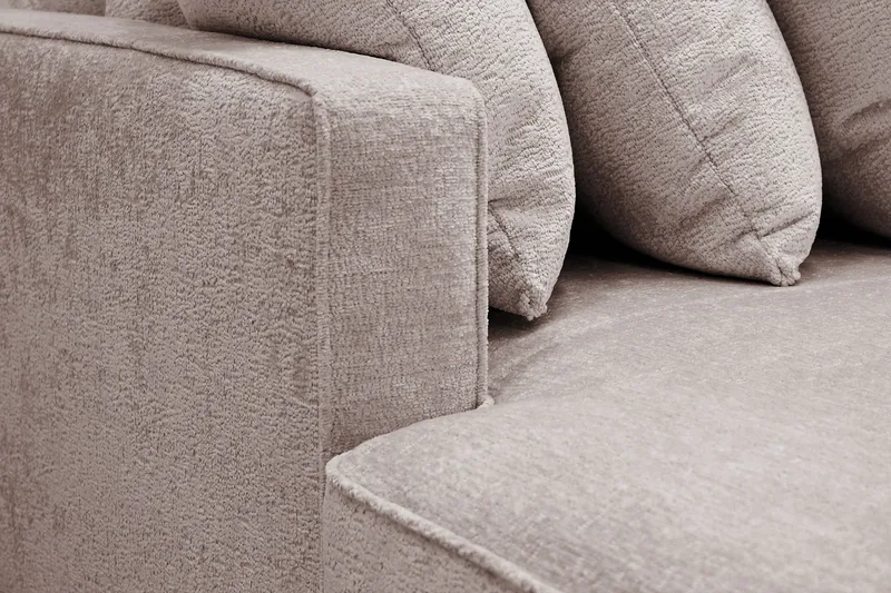 Rossita 5-seters Høyrevendt U-formet Dyp Sofa med Divan og Sjeselong i Chenille - Grå / Brun - Møbler - Sofaer - U-sofa