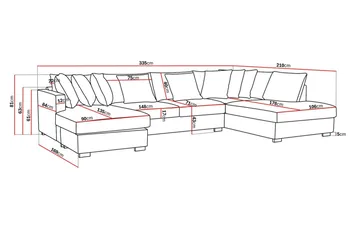 Rossita 5-seters Høyrevendt U-formet Dyp Sofa med Divan og Sjeselong i Chenille - Grå / Brun - Møbler - Sofaer - U-sofa