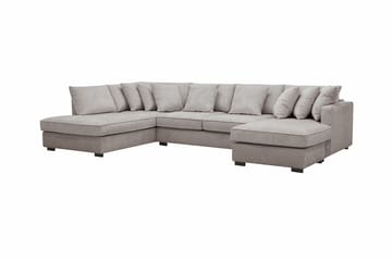 Rossita 5-seters Høyrevendt U-formet Dyp Sofa med Divan og Sjeselong i Chenille - Grå / Brun - Møbler - Sofaer - U-sofa