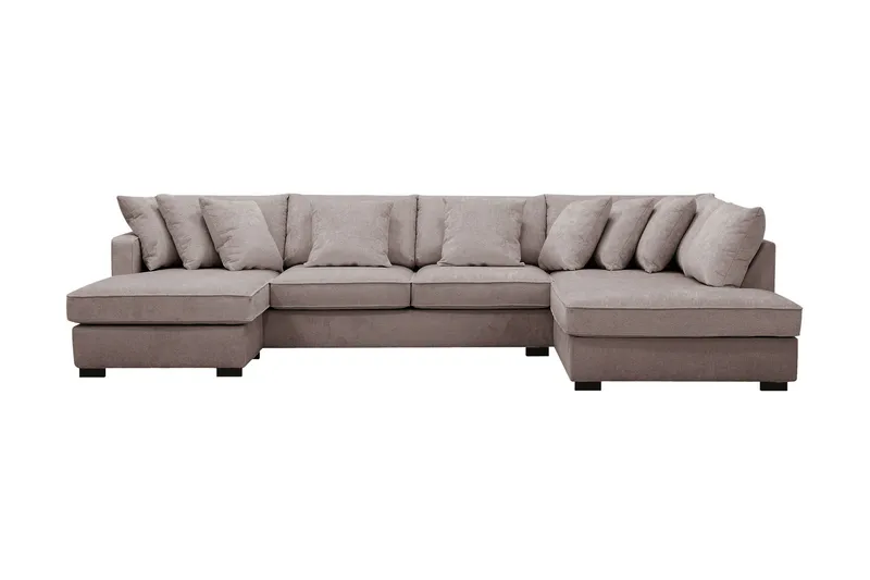 Rossita 5-seters Høyrevendt U-formet Dyp Sofa med Divan og Sjeselong i Chenille, Grå / Brun