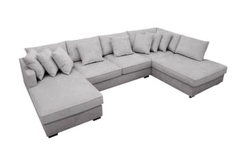 Rossita 5-seters Høyrevendt U-formet Dyp Sofa med Divan og Sjeselong i Chenille - Grå - Møbler - Sofaer - U-sofa