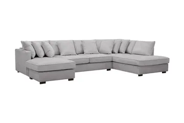 Rossita 5-seters Høyrevendt U-formet Dyp Sofa med Divan og Sjeselong i Chenille - Grå - Møbler - Sofaer - U-sofa