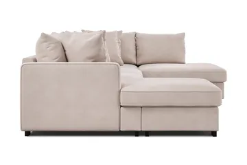 Rossita 5-seters Høyrevendt U-formet Dyp Sofa med Divan og Sjeselong i Fløyel - Beige - Møbler - Sofaer - Fløyelssofaer