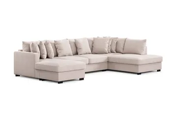 Rossita 5-seters Høyrevendt U-formet Dyp Sofa med Divan og Sjeselong i Fløyel - Beige - Møbler - Sofaer - Fløyelssofaer