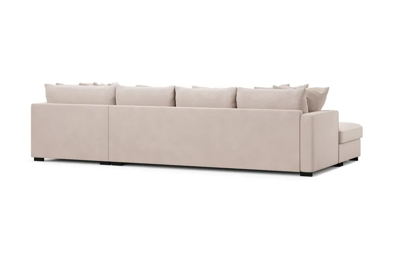 Rossita 5-seters Høyrevendt U-formet Dyp Sofa med Divan og Sjeselong i Fløyel - Beige - Møbler - Sofaer - Fløyelssofaer