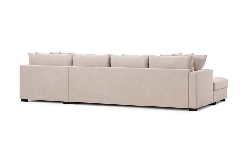 Rossita 5-seters Høyrevendt U-formet Dyp Sofa med Divan og Sjeselong i Fløyel - Beige - Møbler - Sofaer - Fløyelssofaer