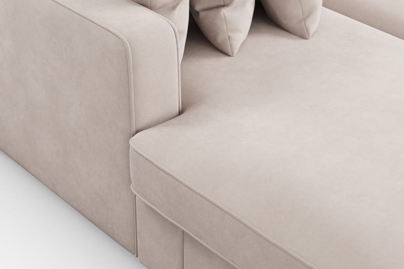 Rossita 5-seters Høyrevendt U-formet Dyp Sofa med Divan og Sjeselong i Fløyel - Beige - Møbler - Sofaer - Fløyelssofaer