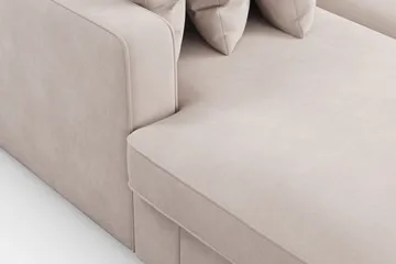 Rossita 5-seters Høyrevendt U-formet Dyp Sofa med Divan og Sjeselong i Fløyel - Beige - Møbler - Sofaer - Fløyelssofaer