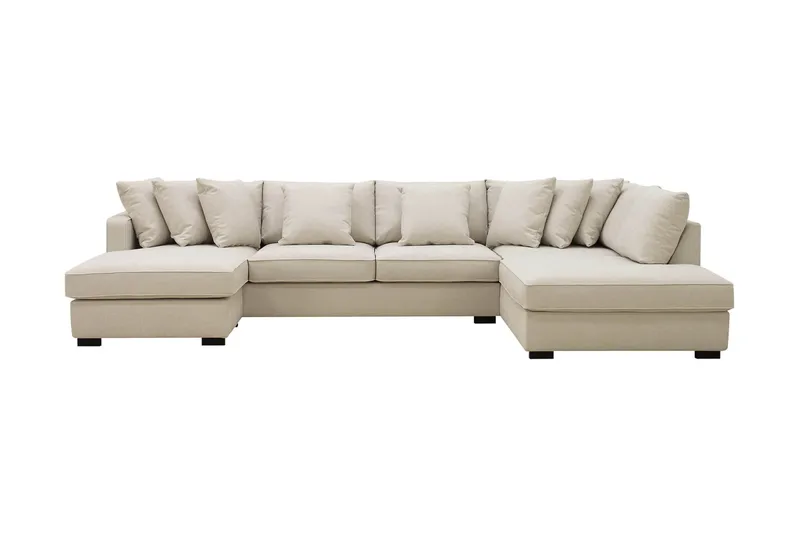 Rossita 5-seters Høyrevendt U-formet Dyp Sofa med Divan og Sjeselong i Stoff, Beige