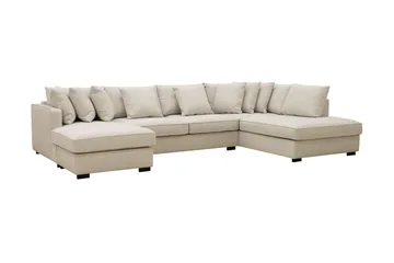Rossita 5-seters Høyrevendt U-formet Dyp Sofa med Divan og Sjeselong i Stoff - Beige - Møbler - Sofaer - U-sofa