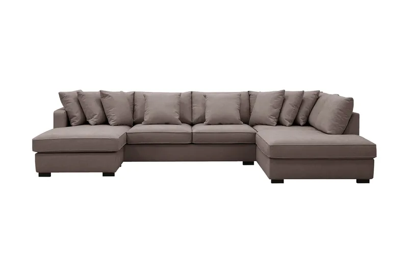 Rossita 5-seters Høyrevendt U-formet Dyp Sofa med Divan og Sjeselong i Stoff, Brun