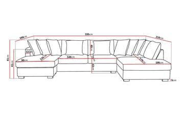 Rossita 5-seters Høyrevendt U-formet Dyp Sofa med Divan og Sjeselong i Stoff - Brun - Møbler - Sofaer - U-sofa