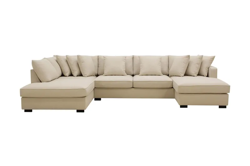 Rossita 5-seters Venstrevendt U-formet Dyp Sofa med Divan og Sjeselong i Bouclé, Beige