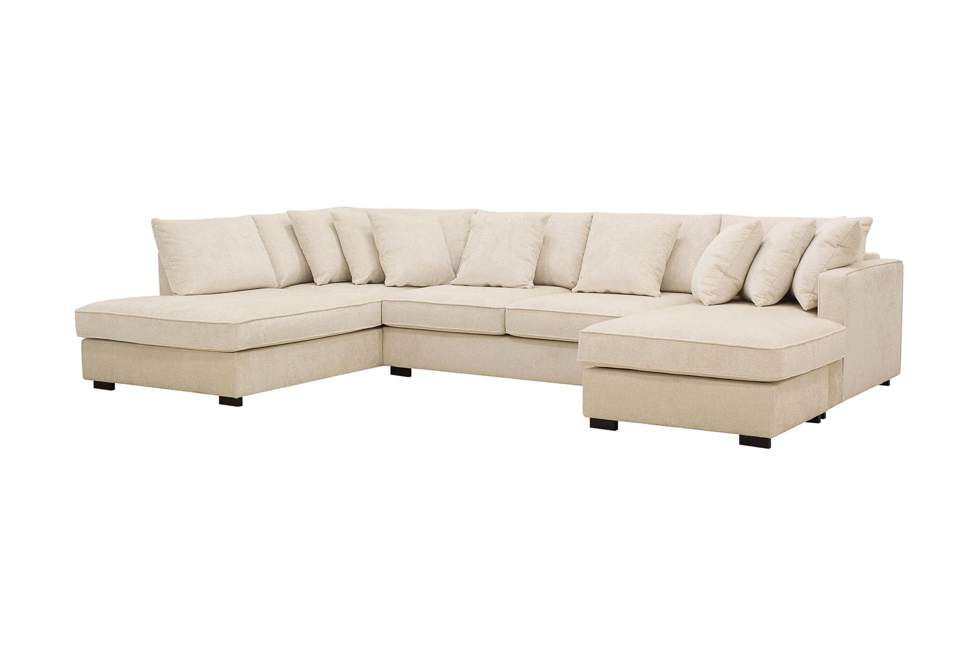 Rossita 5-seters Venstrevendt U-formet Dyp Sofa med Divan og Sjeselong i Chenille - Beige - Møbler - Sofaer - U-sofa