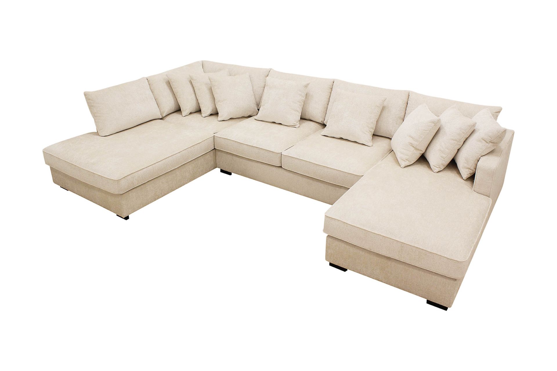 Rossita 5-seters Venstrevendt U-formet Dyp Sofa med Divan og Sjeselong i Chenille - Beige - Møbler - Sofaer - U-sofa