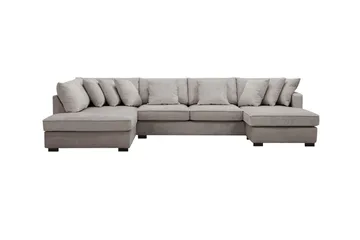 Rossita 5-seters Venstrevendt U-formet Dyp Sofa med Divan og Sjeselong i Chenille - Grå / Brun - Møbler - Sofaer - U-sofa