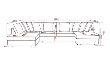 Rossita 5-seters Venstrevendt U-formet Dyp Sofa med Divan og Sjeselong i Chenille - Grå / Brun - Møbler - Sofaer - U-sofa