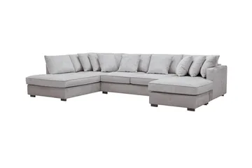 Rossita 5-seters Venstrevendt U-formet Dyp Sofa med Divan og Sjeselong i Chenille - Grå / Brun - Møbler - Sofaer - U-sofa