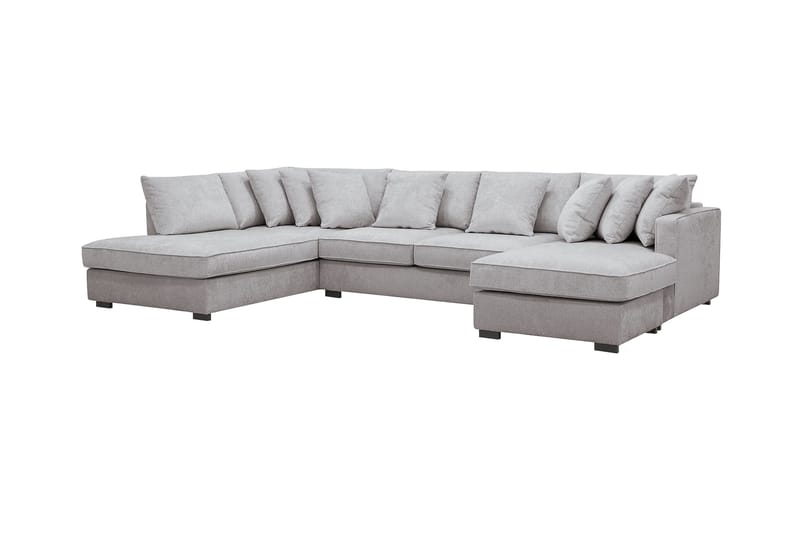 Rossita 5-seters Venstrevendt U-formet Dyp Sofa med Divan og Sjeselong i Chenille - Grå / Brun - Møbler - Sofaer - U-sofa
