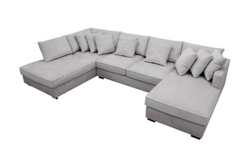 Rossita 5-seters Venstrevendt U-formet Dyp Sofa med Divan og Sjeselong i Chenille - Grå - Møbler - Sofaer - U-sofa