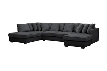 Rossita 5-seters Venstrevendt U-formet Dyp Sofa med Divan og Sjeselong i Chenille - Svart - Møbler - Sofaer - U-sofa