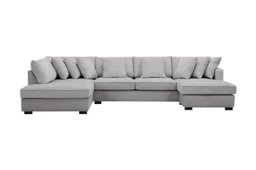 Rossita 5-seters Venstrevendt U-formet Dyp Sofa med Divan og Sjeselong i Chenille - Trenza 03, Grå Chenille - Møbler - Sofaer - U-sofa