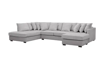Rossita 5-seters Venstrevendt U-formet Dyp Sofa med Divan og Sjeselong i Chenille - Trenza 03, Grå Chenille - Møbler - Sofaer - U-sofa