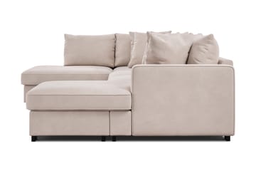 Rossita 5-seters Venstrevendt U-formet Dyp Sofa med Divan og Sjeselong i Fløyel - Beige - Møbler - Sofaer - Fløyelssofaer