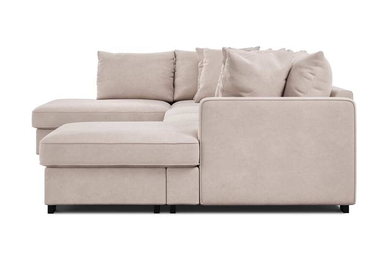 Rossita 5-seters Venstrevendt U-formet Dyp Sofa med Divan og Sjeselong i Fløyel - Beige - Møbler - Sofaer - Fløyelssofaer