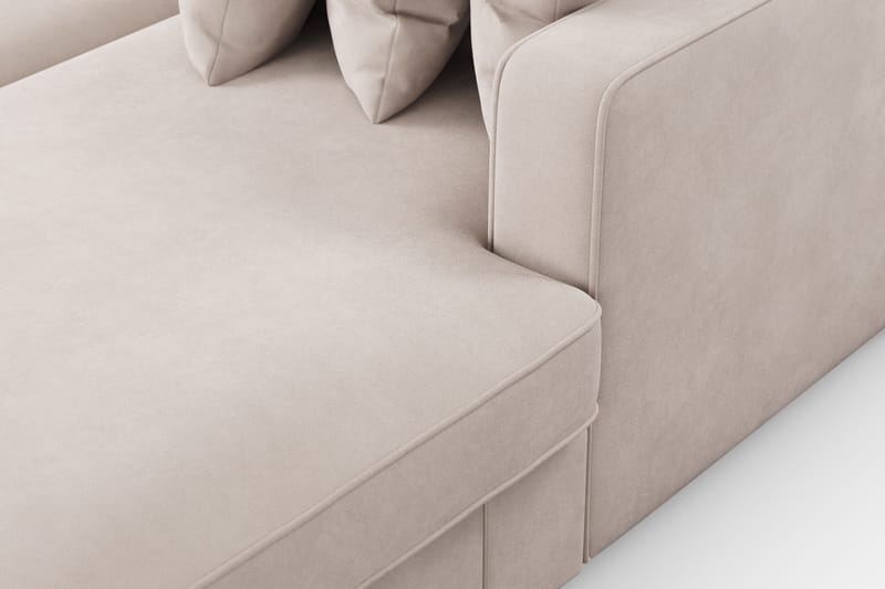 Rossita 5-seters Venstrevendt U-formet Dyp Sofa med Divan og Sjeselong i Fløyel - Beige - Møbler - Sofaer - Fløyelssofaer