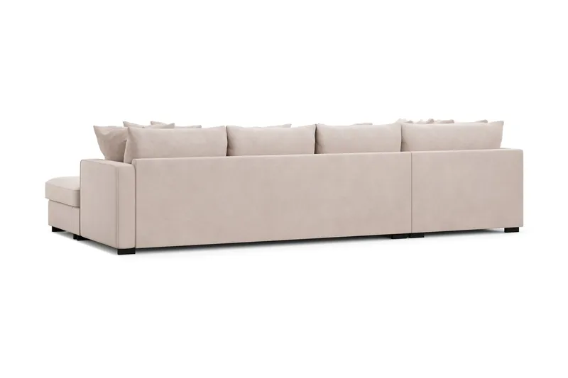 Rossita 5-seters Venstrevendt U-formet Dyp Sofa med Divan og Sjeselong i Fløyel - Beige - Møbler - Sofaer - Fløyelssofaer