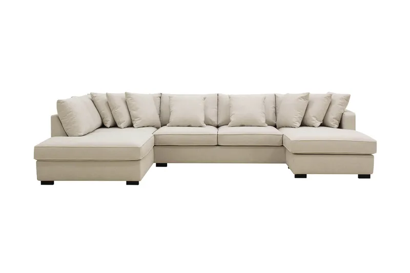 Rossita 5-seters Venstrevendt U-formet Dyp Sofa med Divan og Sjeselong i Stoff - Beige - Møbler - Sofaer - U-sofa