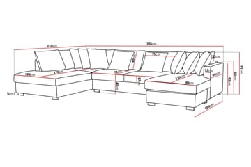 Rossita 5-seters Venstrevendt U-formet Dyp Sofa med Divan og Sjeselong i Stoff - Beige - Møbler - Sofaer - U-sofa
