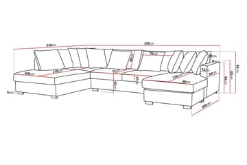 Rossita 5-seters Venstrevendt U-formet Dyp Sofa med Divan og Sjeselong i Stoff - Brun - Møbler - Sofaer - U-sofa