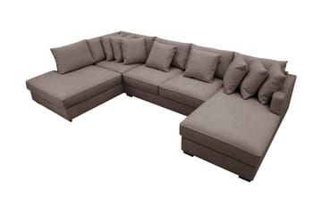 Rossita 5-seters Venstrevendt U-formet Dyp Sofa med Divan og Sjeselong i Stoff - Brun - Møbler - Sofaer - U-sofa