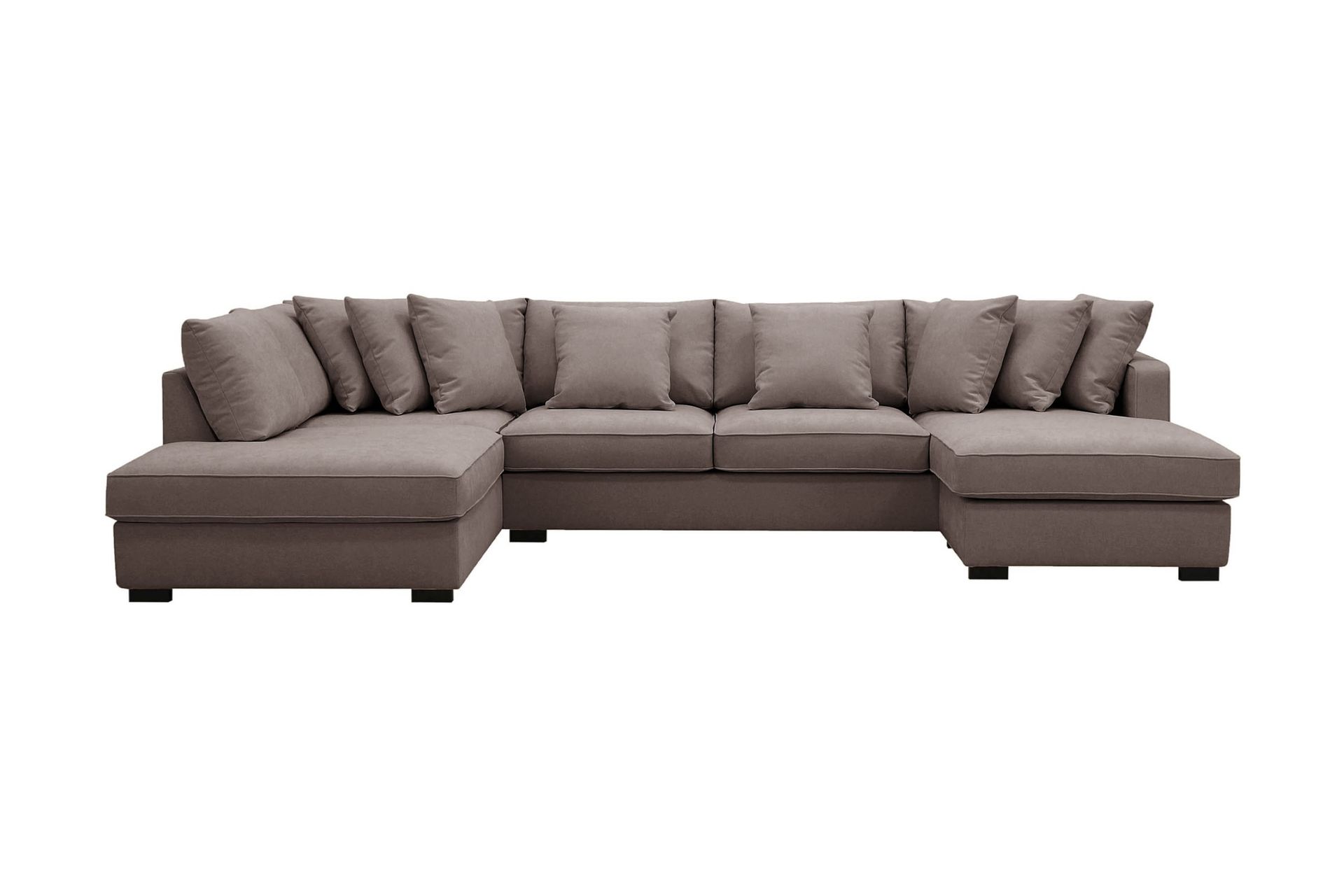 Rossita 5-seters Venstrevendt U-formet Dyp Sofa med Divan og Sjeselong i Stoff - Brun - Møbler - Sofaer - U-sofa