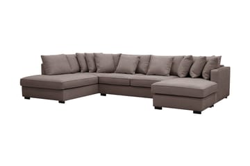 Rossita 5-seters Venstrevendt U-formet Dyp Sofa med Divan og Sjeselong i Stoff - Brun - Møbler - Sofaer - U-sofa