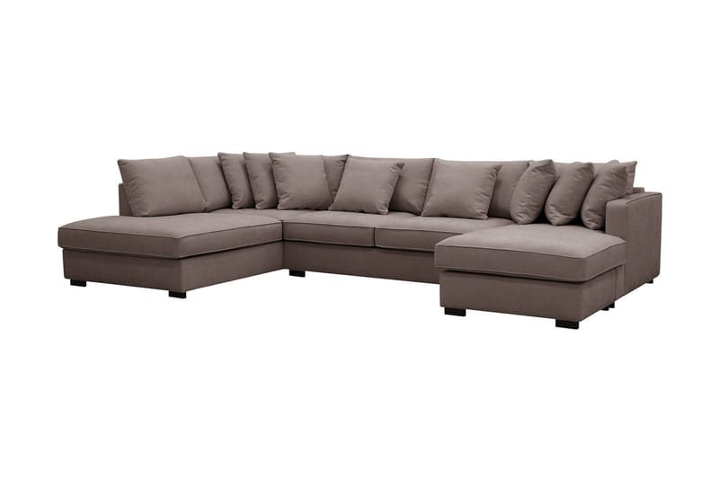 Rossita 5-seters Venstrevendt U-formet Dyp Sofa med Divan og Sjeselong i Stoff - Brun - Møbler - Sofaer - U-sofa