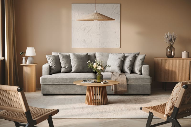 Rossita Dyp 4-seters sofa i chenille - Lys Grå - Møbler - Sofaer - 4 seter sofa