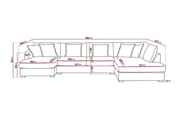 Rossita Luksus 5-seters høyrevendt U-formet ekstra dyp sofa med divan og sjeselong i stoff - Lysebrun - Møbler - Sofaer - U-sofa